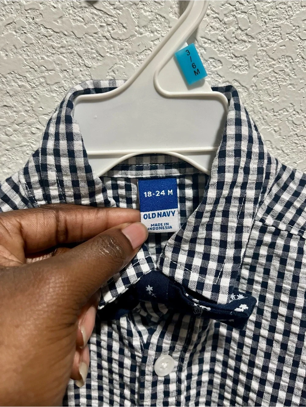 Old Navy Short-Sleeve Button-Up Shirts- Navy & Teal Plaid Set